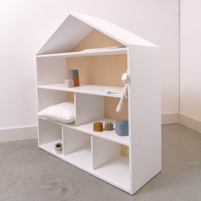 Kids house shaped storage shelf for toys