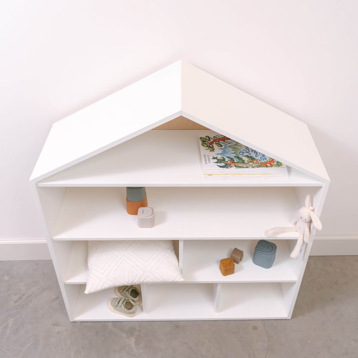 Kids house shaped storage shelf for toys