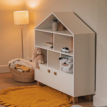 White house shelf for kids room with doors