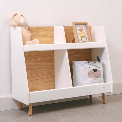 White montessori storage shelf