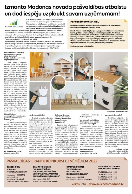 rume furniture at newspaper Madonas vestnesis